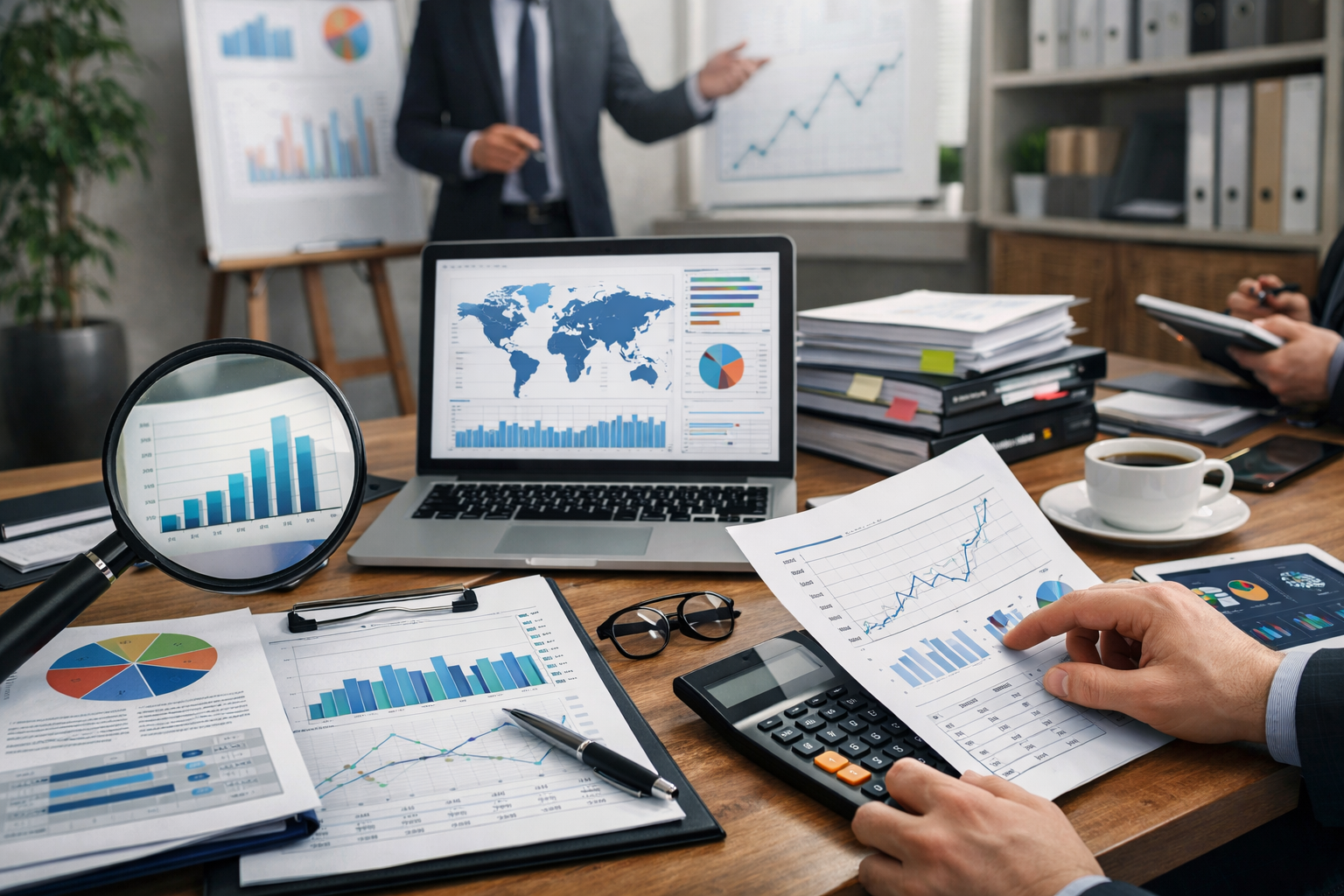 Editorial section illustration for "Масштаб исследования и методология" in context of "500 компаний: Главная ошибка маркетинга, которую совершают все". Subject-focused composition, realistic business environment, crisp details, natural contrast, no text, no watermark, no logo, no empty background, 16:9.