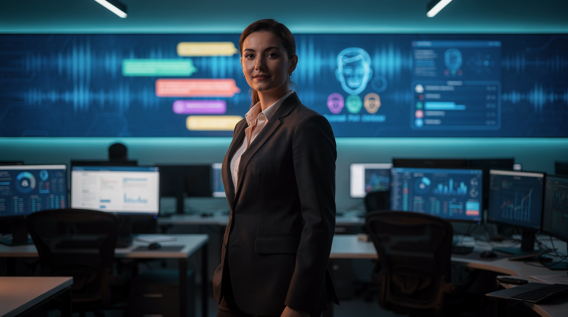 Ключевая иллюстрация: AI для клиентского сервиса: чат-боты, голосовые агенты, sentiment analysis