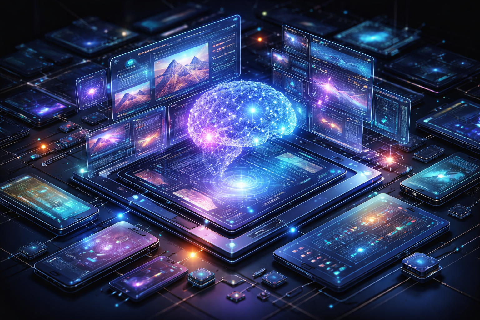 Multimedia setup featuring a laptop and a large monitor in a tech-savvy workspace.