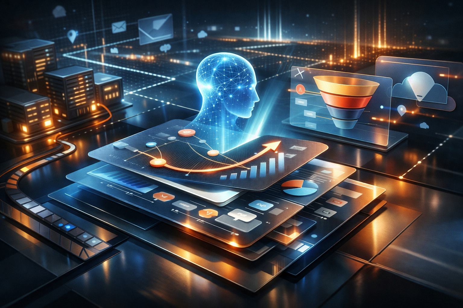 Multimedia setup featuring a laptop and a large monitor in a tech-savvy workspace.