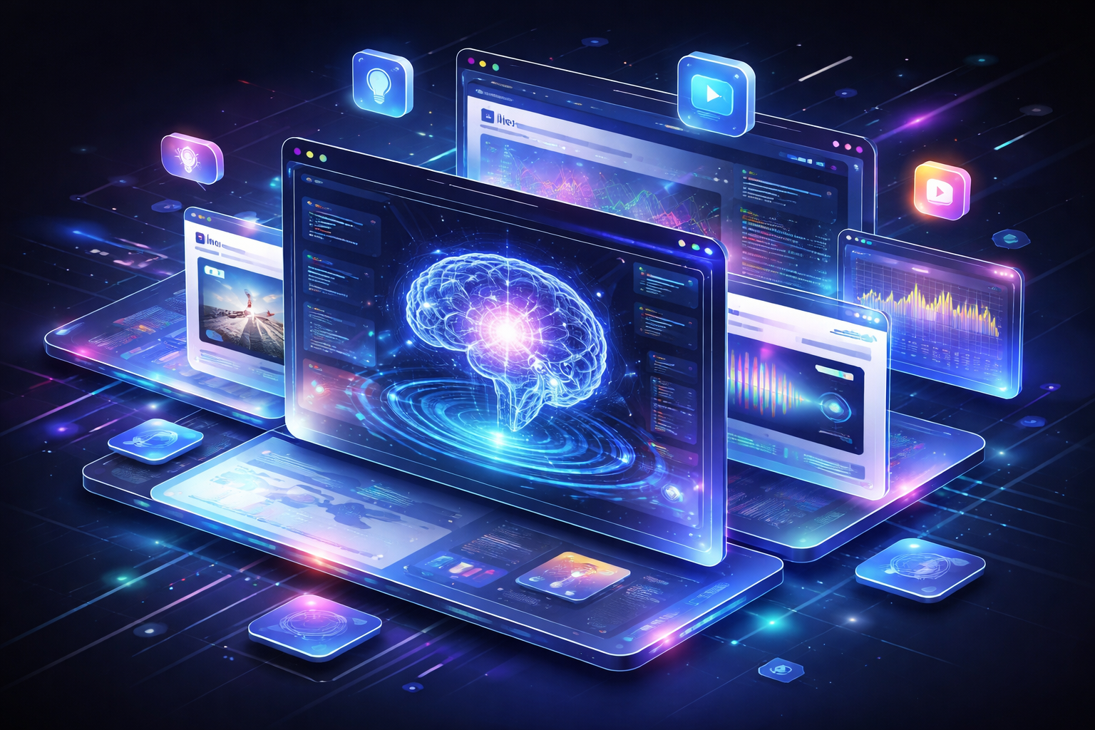 Multimedia setup featuring a laptop and a large monitor in a tech-savvy workspace.