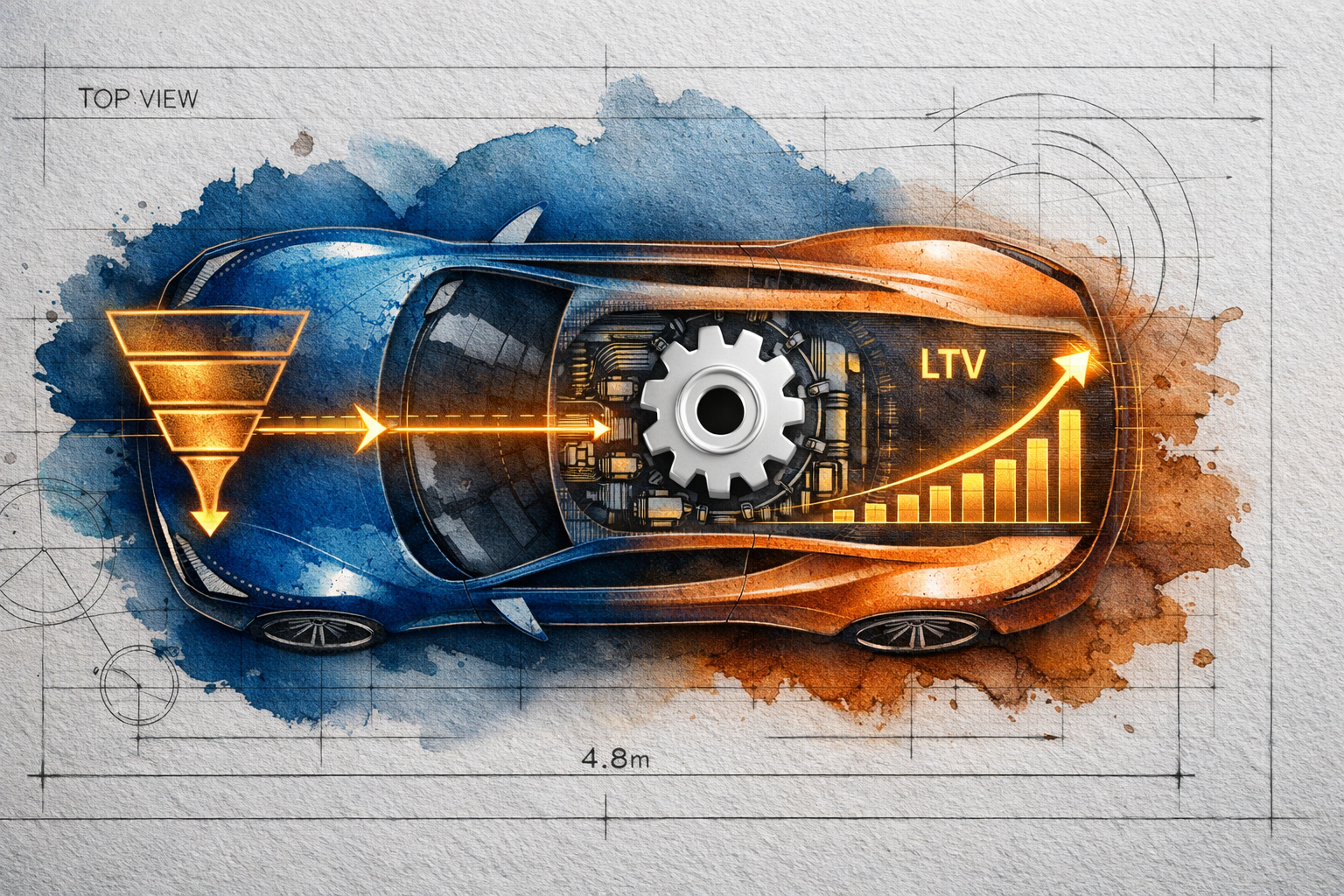 Ключевая иллюстрация: Продажа авто в 2026: Как CRM удвоит ваши конверсии и LTV