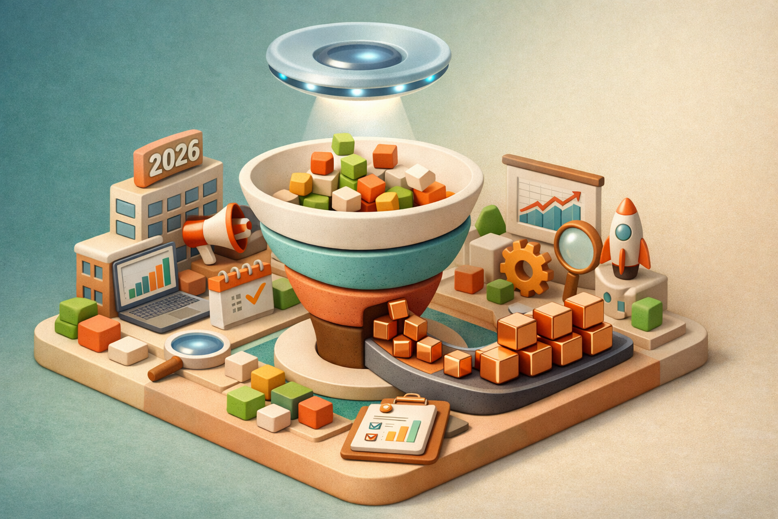 Ключевая иллюстрация: Управление маркетингом 2026: как получить больше заявок и трафика