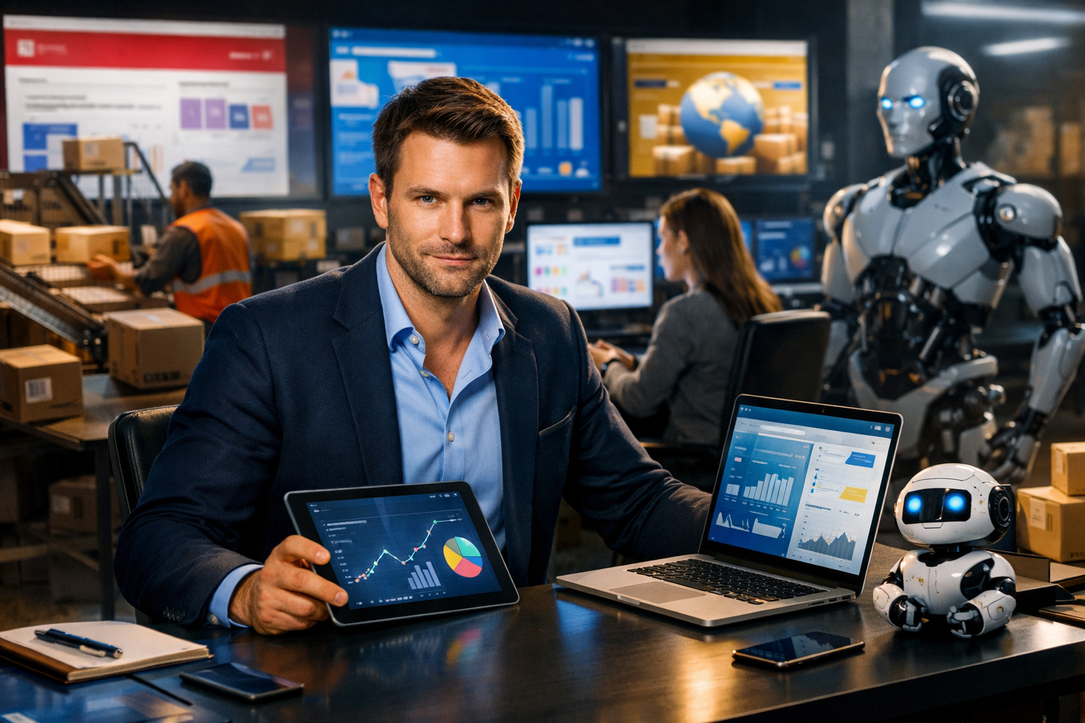 Ключевая иллюстрация: Как автоматизировать работу с маркетплейсами: Ozon, WB, Amazon + AI