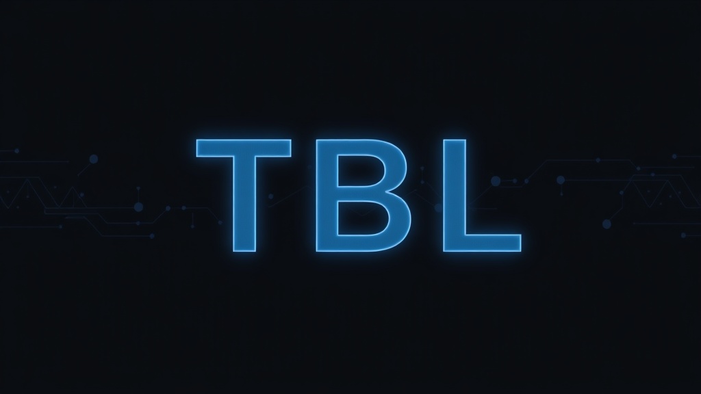 Фреймворк TBL (Text-to-Business Logic), minimalist dark background, tech aesthetic, glowing elements, professional, no text, 16:9.