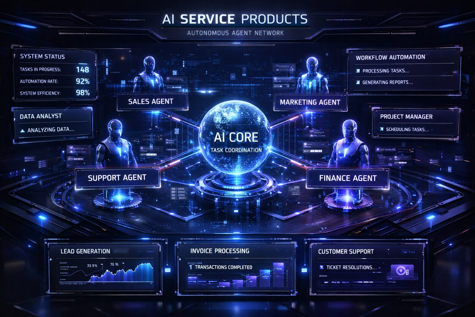 Ключевая иллюстрация: 10 сервисных продуктов на базе AI-агентов