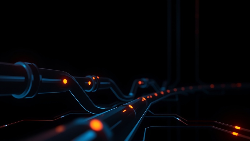 Продажи и маркетинг: ИИ-агенты для pipeline и контента, minimalist dark background, tech aesthetic, glowing elements, professional, no text, 16:9.