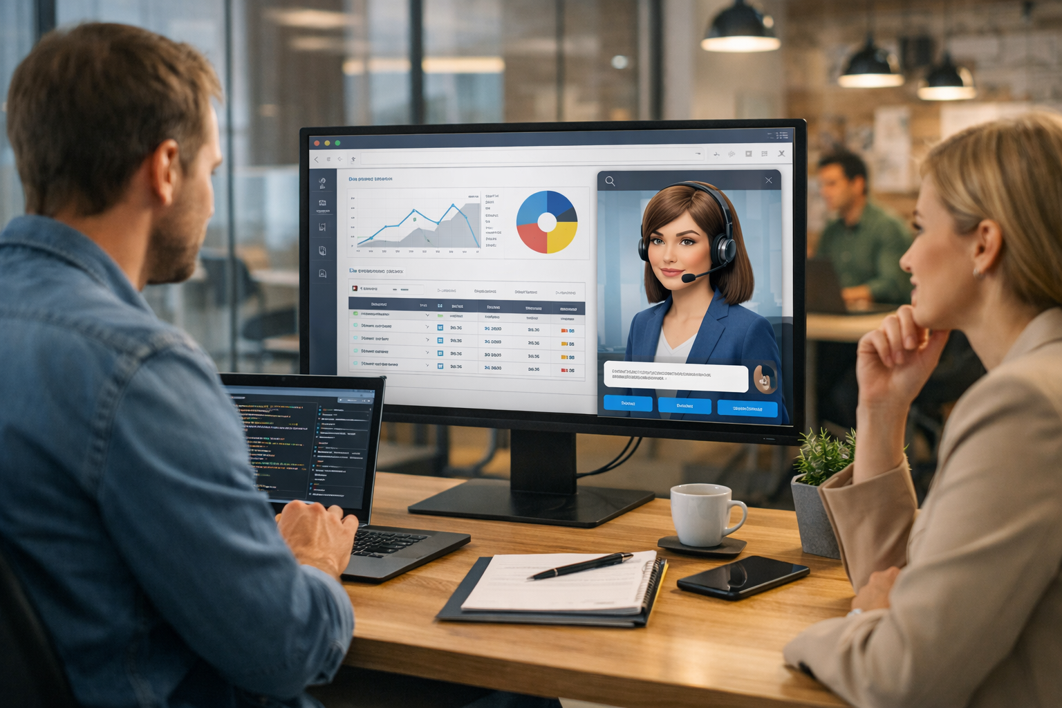 Editorial section illustration for "Что такое PageAgent и как он работает" in context of "Show HN: PageAgent, A GUI agent that lives inside your web app". Subject-focused composition, realistic business environment, crisp details, natural contrast, no text, no watermark, no logo, no empty background, 16:9.