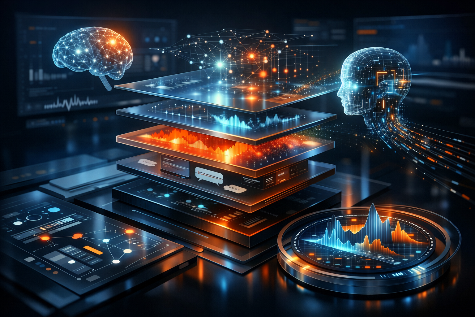 A diverse group of professionals working together on laptops in a modern office meeting room.