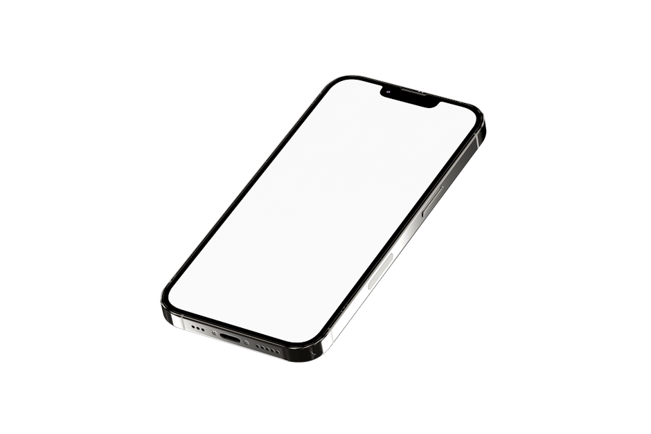 Minimalist image of a smartphone on a white background, ideal for tech-focused projects.