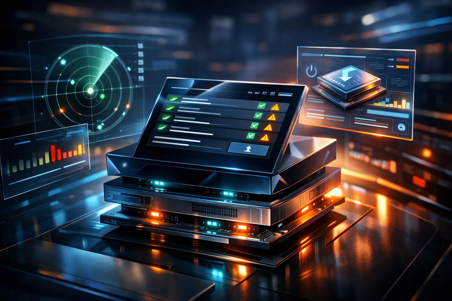 A diverse group of professionals working together on laptops in a modern office meeting room.