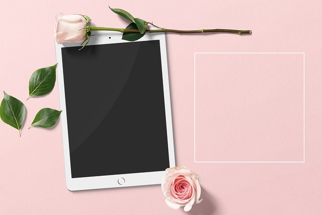 ipad blank, rose flower, rose, mockup, premade scene, box write, leaves, nature, ebook, show, author